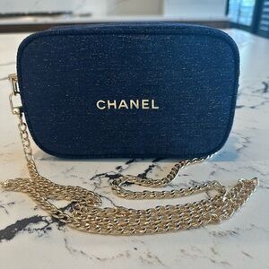 Chanel Blue & Gold Cosmetics Bag
